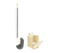 Demsyeq Brosse à récurer pour cuvette de toilette | Brosse de nettoyage à ventouse et support, fournitures de nettoyage avec long manche, accessoires de salle de bain pour économiser de l'espace pour