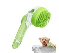 Demsyeq Brosse de bain pour chien et chat avec distributeur de savon, vert, poils en silicone, long manche, tous types de poils, unisexe, propriétaires d'animaux