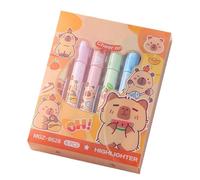 Demsyeq Capybara Surligneurs - surligneur - Pointe biseautée, couleurs assorties, sans bavure - Lot de 6 marqueurs fluorescents Capybara esthétiques - Fournitures scolaires