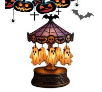 Demsyeq Carrousel lumineux fantôme | Lampe d'Halloween vintage rechargeable - Décoration de fantôme d'Halloween antique avec lueur mystérieuse, pour chambre à coucher, dortoir, maison, appartement