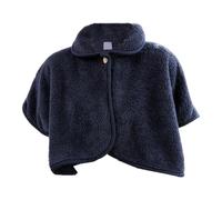 Demsyeq Châle chaud épaules pour femmes, châle à épaules courtes, col cape, couverture pelucheuse, poncho portable pour usage intérieur, fourrure bleu