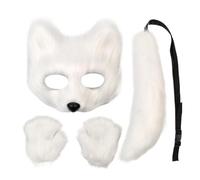 Demsyeq Costume de renard pour filles | Déguisement d'Halloween et de costumade | Masque visage de chat et gants de costumade - Pour convention, carnaval, vacances, séance photo, carnaval, adolescents