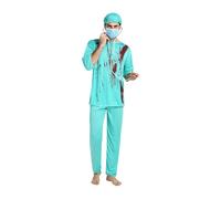 Demsyeq Costume d'infirmière sanglante d'Halloween - Déguisement d'infirmière sanglante pour garçons, filles, jeunes, hommes, adolescents, femmes, spectacles de rue