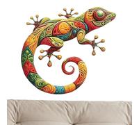 Demsyeq Décoration de lézard | Sculptures murales en métal gecko | Sculpture en fer imperméable, statues de cour d'intérieur et d'extérieur, statues d'animaux colorées pour décoration de la maison