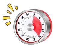 Demsyeq Minuteur de cuisine | Minuteur mécanique pour cuisine | Outil de compte à rebours en acier inoxydable de 0 à 60 minutes pour la préparation des repas, les étudiants, les enseignants, les