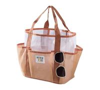 Demsyeq Sac fourre-tout de plage - Sac pour la plage, grand sac fourre-tout léger multifonction pour l'école, les voyages, les pique-niques, la famille, la gym, les vacances, marron, Refer to