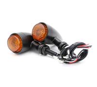 DEMULAX 1 paire de clignotants chromés noirs 10mm, clignotant, for Harley, Cruiser Chopper, indicateur lumineux, fumée ambre Témoin lumineux pour moto(Black - amber lens)