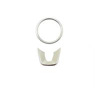 DEMULAX 2 pièces en Acier Inoxydable Bouton de Volant de Voiture Autocollant décoration Couverture Garniture Style de Voiture, for, for Kia, Seltos 2020 Autocollant pour Volant(Silvery AB)