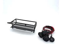 DEMULAX Accessoire de Mise à Niveau de Voiture RC, Porte-Bagages de Toit en métal avec lumière, for WPL, D12 1/10 Scale Rock Crawler Toy Truck Galerie de Toit pour Voiture Jouet(Schwarz)