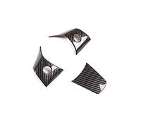 DEMULAX Accessoires de Garniture de Cadre de Bouton de Volant de Voiture en Acier 3 pièces, for, for Tesla, modèle 3 2017-2019 Autocollant pour Volant(Carbon Fiber)