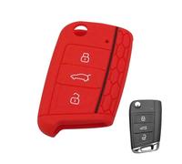 DEMULAX Coque en Silicone for clé à 3 Boutons, for VW, for Golf, 7 MK7, for Skoda, for Octavia, Combi, for Seat, Leon, Ibiza, CUPTRA Étui pour clé de Voiture(Rot)