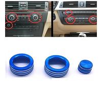 DEMULAX Couvercle de bouton de garniture sonore de climatisation de voiture, accessoires de décoration intérieure for BMW série 3 2005 - 2013 E90 E91 E92 E93 Cache-bouton de climatisation(Blue(3pcs))