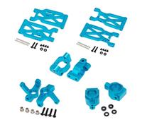 DEMULAX Ensemble de coupelles direction bras Suspension avant et arrière en alliage d'aluminium, 10 pièces, for Wltoys, for voiture RC 104001 1/10 Lien de bras de suspension de voiture Rc(Light Blue)
