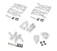 DEMULAX Ensemble de coupelles direction bras Suspension avant et arrière en alliage d'aluminium, 10 pièces, for Wltoys, for voiture RC 104001 1/10 Lien de bras de suspension de voiture Rc(Silver)