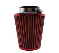 DEMULAX Filtre à air de voiture Cône d'admission propre Cône rond à haut débit Kit d'induction de filtre d'admission d'air de voiture Maille sport haute puissance Filtre à air pour voiture(65mm Red)