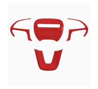 DEMULAX for Dodge, for Challenger Charger 2015-2021, Style Fibre de Carbone ABS intérieur Volant revêtement d'habillage Bouton Cadre Autocollant décoration Autocollant pour Volant(Rot)