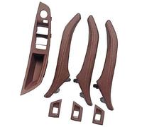 DEMULAX Garniture de poignée de voiture Panneau en cuir de poignée porte intérieure voiture, pour BMW, pour série 5 F10 F11 F18 520I 523I, pour 525I 528I 535I(BLACK Lhd Red Brown)