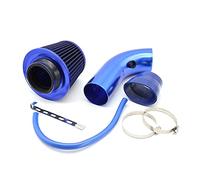 DEMULAX Kit d'admission d'air froid universel Turbo avec filtre 76 mm Tuyau en caoutchouc for voiture Tuyau d'admission de compresseur à induction haute puissance Filtre à air pour voiture(All Blue)