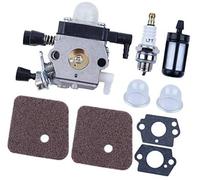 DEMULAX Kit de bougie d'allumage, carburateur, filtre à air, poire d'amorçage, for débroussailleuses STIHL FS85, FS80 R, FS76, FS75, FS74 FC55, FS55, FS46, FS45, FS38 Bougie d'allumage pour matériel d