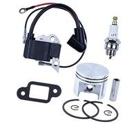 DEMULAX Kit de segments piston 37 mm, joint bobine d'allumage et bougie for tronçonneuse STIHL MS170 MS 170 017, goupille 8 n° 11300302000 Bougie d'allumage pour tondeuse à gazon