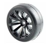 DEMULAX Lot de 4 pneus Course Plats avec décalage Roue 6 mm, for HSP, for HPI, 1.10 Voiture Tout-Terrain Pneu RC(Black Wheel)