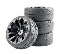 DEMULAX Lot de 4 pneus Course Plats avec décalage Roue 6 mm, for HSP, for HPI, Voiture Tout-Terrain 1:10 Pack de Roues pour Voiture RC Monster(601-6084)