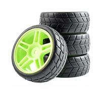 DEMULAX Lot de 4 pneus en Caoutchouc ABS for Voiture Tout-Terrain HSP, HPI, 1:10 Pack de Roues pour Voiture RC Monster(Green Wheel)