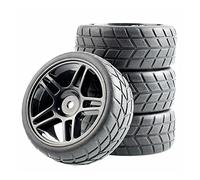 DEMULAX Lot de 4 pneus en Caoutchouc ABS for Voiture Tout-Terrain HSP, HPI, 1:10 Pack de Roues pour Voiture RC Monster(Black Wheel)