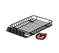 DEMULAX Porte-Bagages de Toit 1/10 RC Crawler, for Traxxas, TRX-4 SCX10 90046 SCX10 III AXI03007 Métal Noir avec lumières Galerie de Toit pour Voiture Jouet