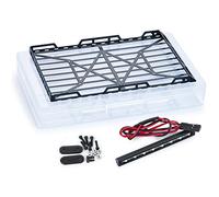 DEMULAX Porte-Bagages de Toit en métal avec boîte à lumières 1/24, for Axial, SCX24 AXI00002 RC Crawler Car DIY Decoration Parts Galerie de Toit pour Voiture Jouet(with Lights)