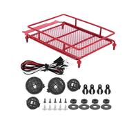 DEMULAX Porte-Bagages de Toit MN 1/12 RC Crawler MN90/MN90K RC Modèle de Voiture Pièces de Rechange Porte-Bagages de Toit RC Métal avec lumière Galerie de Toit pour Voiture Jouet(Rot)