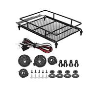 DEMULAX Porte-Bagages de Toit MN 1/12 RC Crawler MN90/MN90K RC Modèle de Voiture Pièces de Rechange Porte-Bagages de Toit RC Métal avec lumière Galerie de Toit pour Voiture Jouet(Schwarz)