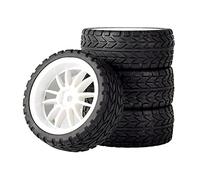 DEMULAX Roues ABS de pneus en Caoutchouc 4 pièces, for HSP, for HPI, 1.10 Course Automobile sur Route Pneu RC(White Wheel)