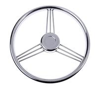 DEMULAX Volant de bateau durable en acier inoxydable avec bouton à 3 branches for yacht marin sous-marin Pièce de direction