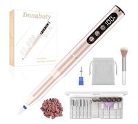Denabuty Ponceuse pour Ongles 35000 tr/min, Lime a Ongle Electrique Professionnelle 12 en 1 Ponceuse à Ongles Sans Fil avec écran LCD, Portable Kit de Manucure et Pédicure 5 Vitesse Réglable Doré