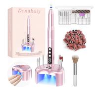 Denabuty Ponceuse pour Ongles, Lime a Ongle Electrique Sans Fil Avec Lampe UV Et Écran LED & Support, Ponceuse à Ongles Professionnelle 35000 tr/min Manucure et Pédicure Kit Vitesse Reglable Rose