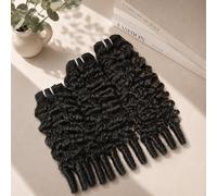 denacfi Lot de 3 extensions de cheveux humains bouclés birmans 3C4A - 100 % cheveux humains non traités - Tissage rapide - 40,6 cm, 45,7 cm, 50,8 cm