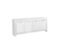 DENAE - Buffet 4 Portes L207cm Laqué Blanc Brillant -