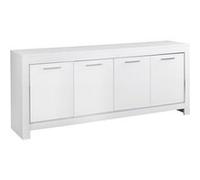 DENAE - Buffet 4 Portes L207cm Laqué Blanc Brillant -