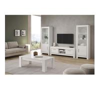 DENAE - Ensemble Salon Complet Laqué Blanc Brillant Meuble TV + Table Basse + Vitrines Leds - Altobuy Blanc