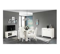DENAE - Ensemble Salon Séjour Laqué Blanc Brillant Meuble TV + Buffet 2 Portes + Table 100cm
