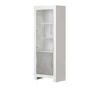 DENAE - Vitrine Gauche Laquée Blanc Brillant et Gris Marbré avec Leds - Altobuy Gris