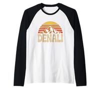 Denali National Park Retro Sunset Vintage années 70 Alaska Manche Raglan