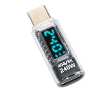 Denash Adaptateur USB C Testeur de Compteur de Puissance PD 240W 8K 60Hz 40Gbps Affichage Numérique Câble d'extension de Type C Adaptateur Mâle à Femelle pour Charger la Sortie Vidéo de Transfert