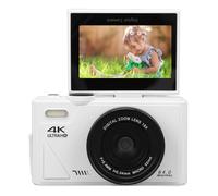Denash Appareil Photo Numérique 64MP, Appareil Photo sans Miroir 4K avec écran Rabattable de 3 Pouces, Zoom Numérique 18X, Mise au Point Automatique WiFi, pour Les étudiants Débutants en (White)