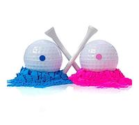 Denash Balles de Révélation du Genre, Ensemble de Balles Explosives avec Un Maximum de Poudre Colorée pour Révéler Le bébé, Comprend 1 Balle de Golf Bleue et 1 Rose, 2 Tees en Bois