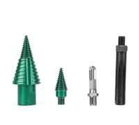 Denash Bit de Perceuse à Bûcher, Kit de Fractionnement en Bois, Bits de Cône de Bois de Chauffage sans Effort avec carré et 5 Tige de Fosse en Acier, pour le Camping, Usage Domestique