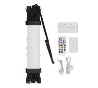 Denash Câbles PSU ARGB, 120 Perles à LED, Effet Lumineux de Météore pour Décoration de Boîtier de L'ordinateur à Carte Mère, Flexible 8 Broches de (Contrôleur SK3 Blanc)
