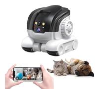Denash Caméra de Robot Intelligent, Caméra Mobile Intérieure 1080P, Caméra de Chat de 2 Façons avec APP Interagissez avec Votre Animal de Compagnie à Distance