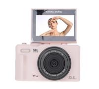 Denash Caméra WiFi 5K CMOS 75MP HD 18x à Zoom Numérique avec écran Rabattable de 3 Pouces, Carte Mémoire de 32 Go pour Les Voyages, équipée d'un Capteur d'image (Pink)